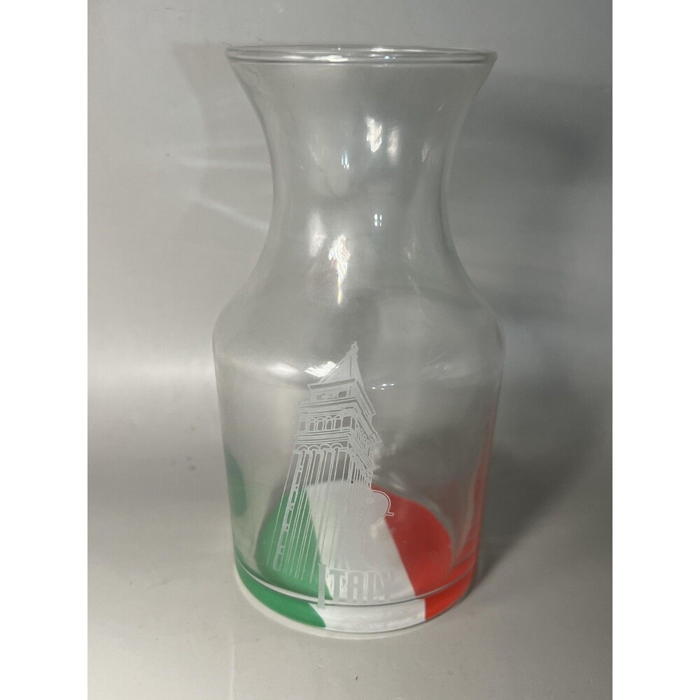 Disney Epcot World Showcase Italy Pavilion Glass Carafe Pitcher Flag Souvenir